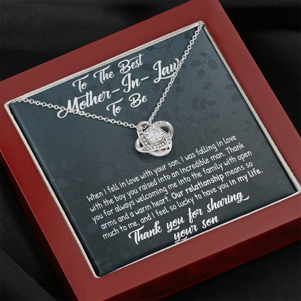 Dear Mom, Thank You For Sharing Your Son, Future Mother In Law Necklace With Message Card, Mother Day Necklace, Ideas For Her, Knot Necklace, Birthday Gift, Christmas Gift