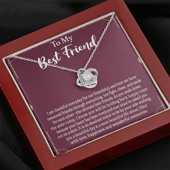 To My Bestie, We cheer And Smile For Each Other, Gift For Friend, BFF Gift, Friendship Gift, Friendship Necklace, Best Friend Gift, Knot Necklace, Happy Wedding Day