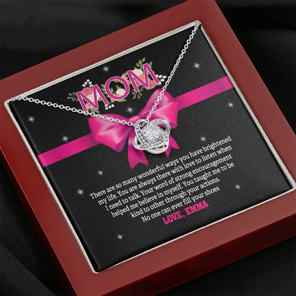 To My Mom, No One Can Ever Fill Your Shoes, Necklace With Message Card, Silver Knot Pendant, Gift Ideas For Mom, Customized Necklace, Birthday, Happy Mother's Day