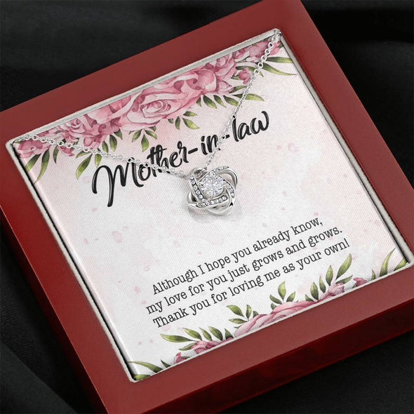 Dear Mom, Thank You For Loving Me As You Own, Future Mother In Law Necklace With Message Card, Mother Day Necklace, Ideas For Her, Knot Necklace, Birthday Gift, Christmas Gift