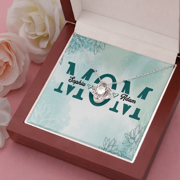 Mom Customized Pendant, Love Knot Necklace, Customized Pendant For Her, Birthday Gift, Christmas, Anniversary, Gift For Her, Valentine's Day, Jewelry For Her
