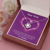 Dear Wife, Love Knot Necklace With I'm A Blessed Man Because My Valentine's Is My Wife Custom Message Card, Pendant For Her, Birthday, Anniversary, Jewelry For Her, Valentine's Day Gift