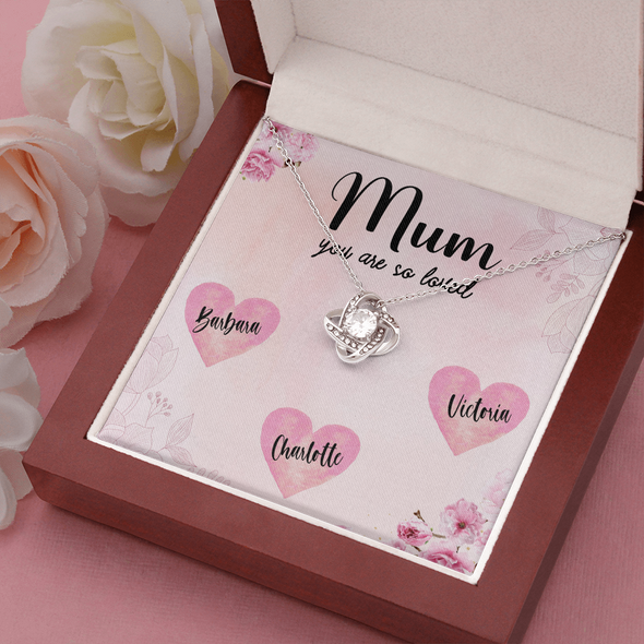 Mum Customized Pendant, Love Knot Necklace, Customized Pendant For Her, Mother's Day Gift, Birthday Gift, Christmas, Anniversary, Gift For Her, Valentine's Day, Jewelry For Her