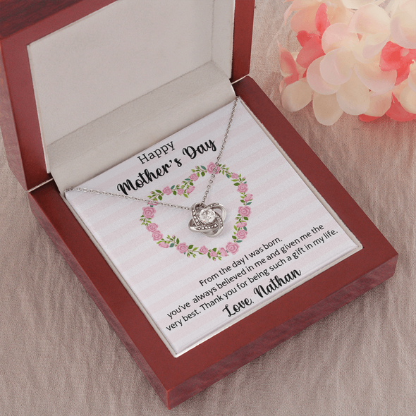 Happy Mother's Day, Love Knot Necklace, Gift For Mom From Daughter, Mother's Day Special Gift, Mom Birthday Gift from Daughter, Jewelry Gift for Mom, Necklace for Mom
