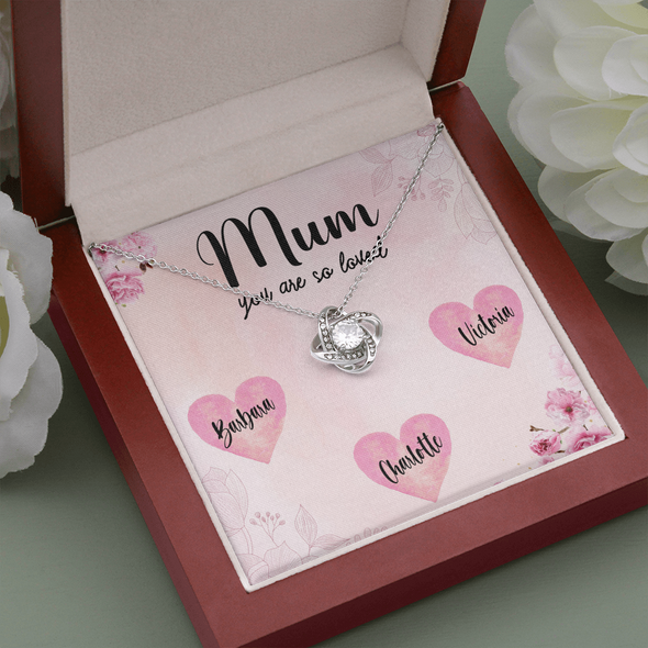 Mum Customized Pendant, Love Knot Necklace, Customized Pendant For Her, Mother's Day Gift, Birthday Gift, Christmas, Anniversary, Gift For Her, Valentine's Day, Jewelry For Her