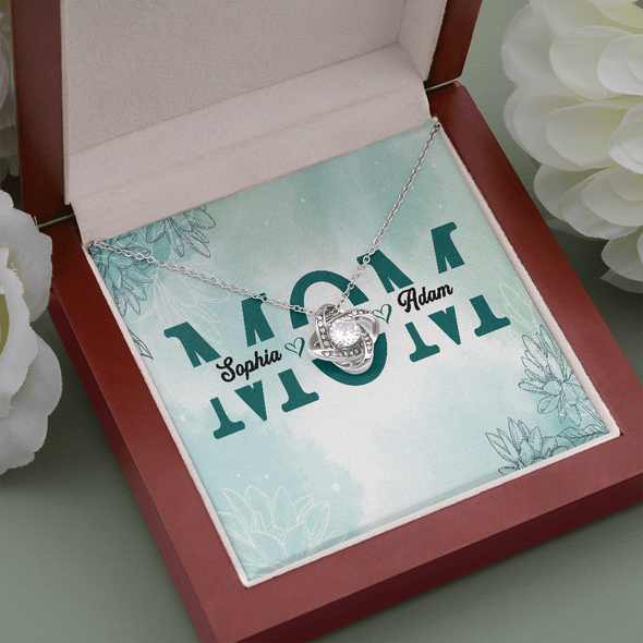 Mom Customized Pendant, Love Knot Necklace, Customized Pendant For Her, Birthday Gift, Christmas, Anniversary, Gift For Her, Valentine's Day, Jewelry For Her