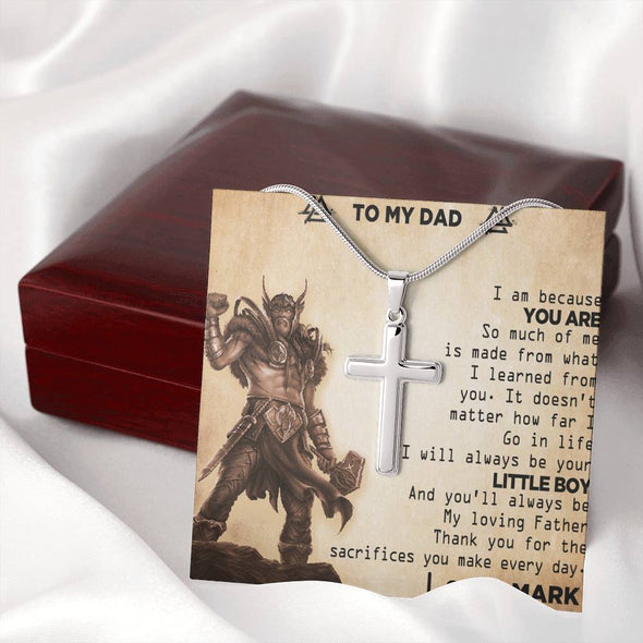 To My Dad, You'll Always Be My Loving Father, Necklace With Message Card, Gift Ideas For Dad, Customized Necklace, Artisan Crafted Cross Necklace, Birthday