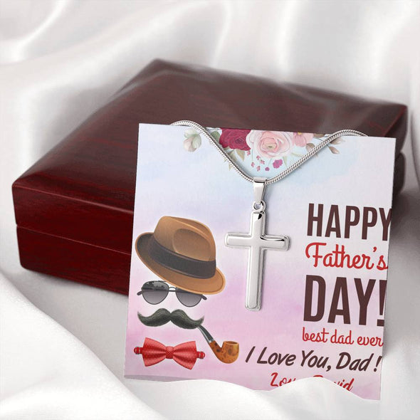 To My Dad, Best Dad Ever, Happy Father's Day, Necklace With Message Card, Gift Ideas For Dad, Customized Necklace, Artisan Crafted Cross Necklace, Birthday
