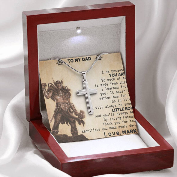 To My Dad, You'll Always Be My Loving Father, Necklace With Message Card, Gift Ideas For Dad, Customized Necklace, Artisan Crafted Cross Necklace, Birthday