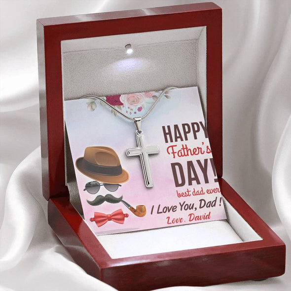 To My Dad, Best Dad Ever, Happy Father's Day, Necklace With Message Card, Gift Ideas For Dad, Customized Necklace, Artisan Crafted Cross Necklace, Birthday