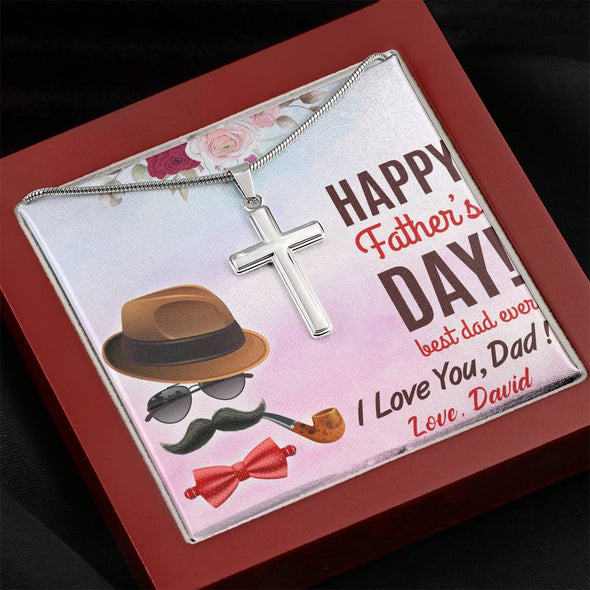 To My Dad, Best Dad Ever, Happy Father's Day, Necklace With Message Card, Gift Ideas For Dad, Customized Necklace, Artisan Crafted Cross Necklace, Birthday