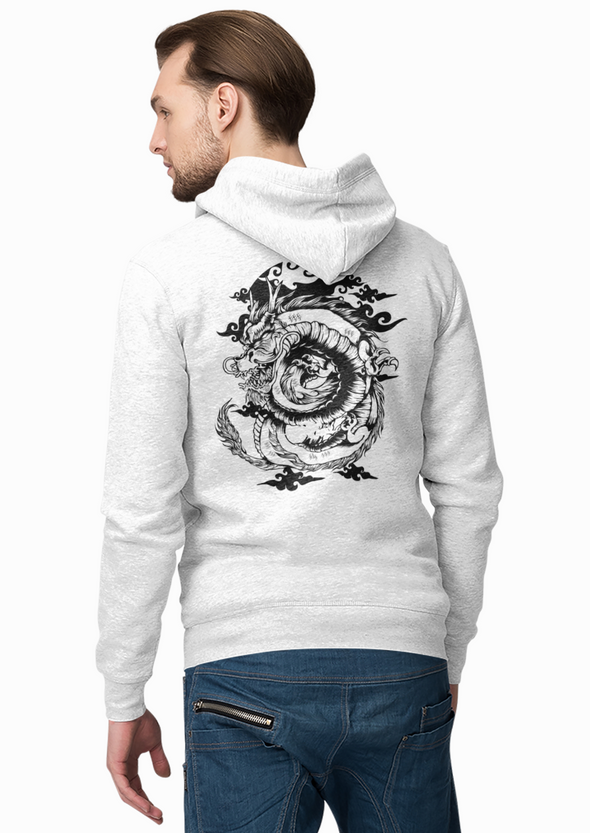 Unisex Silhouette Oriental Dragon Printed Hoodie