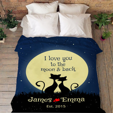 Love You To The Moon & Back Personalized Couple Blanket