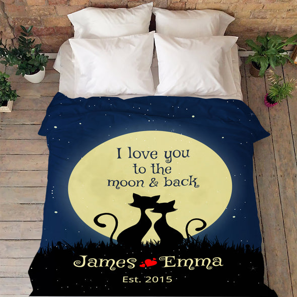 Love You To The Moon & Back Personalized Couple Blanket