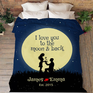 Limited Edition **Love You To The Moon & Back Personalized Couple Blanket**