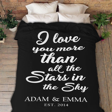 Love You More Then Stars Couple Personalized Blanket