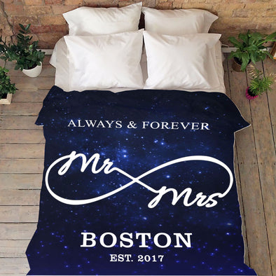 Mr & Mrs. Personalized Galaxy Blanket With Name And Wedding Year