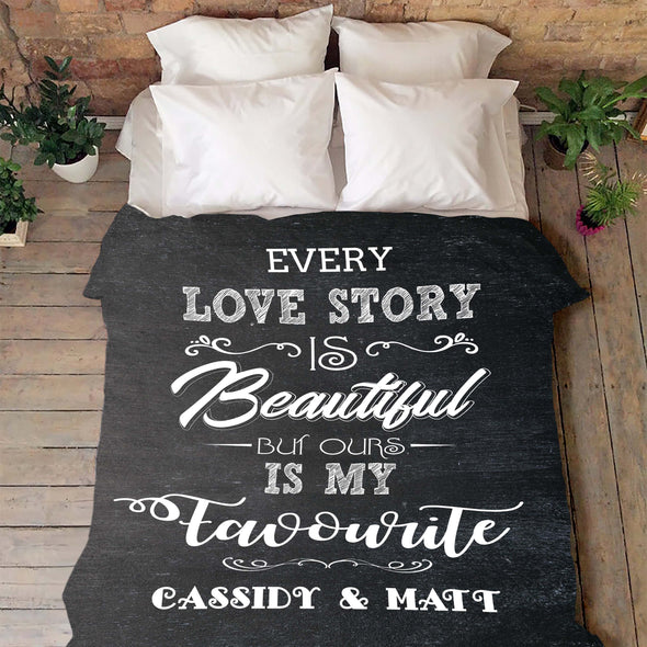 Every Love Story Personalized Couple Fleece Blanket