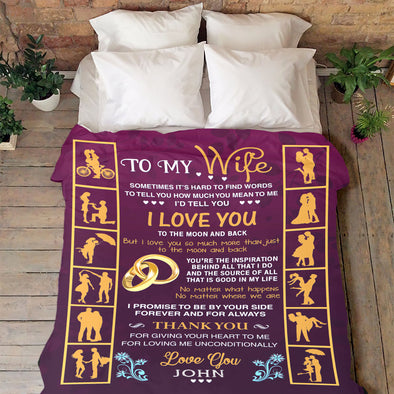 "To My Wonderful Wife" Fleece Blanket