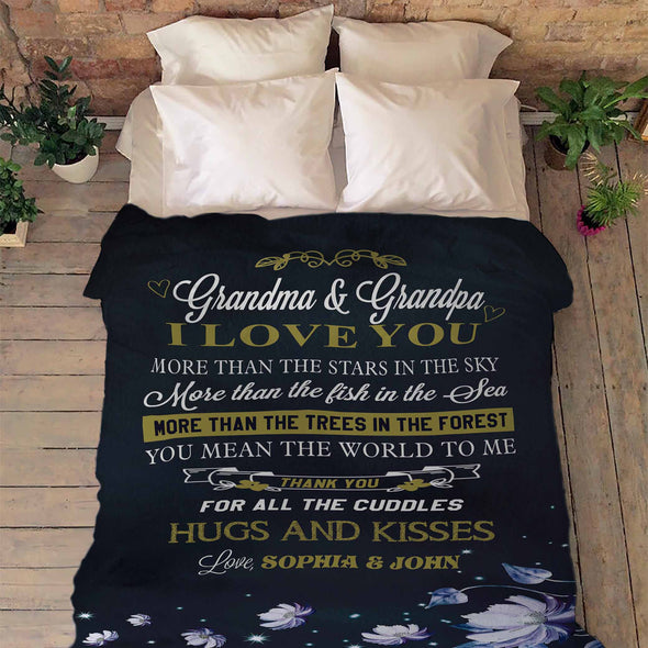 Customized Grandma's Nature Love Blanket with Grand kids Names/Grandpa/Grandma/Mamma/Papa/Auntie
