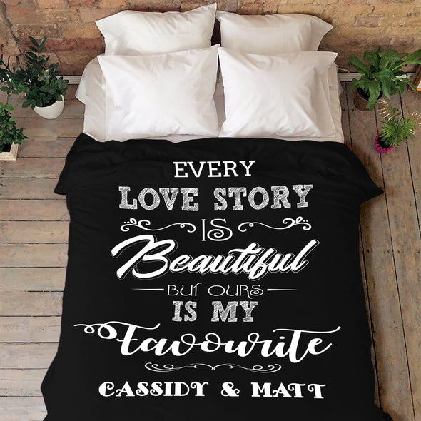 Every Love Story Personalized Couple Fleece Blanket