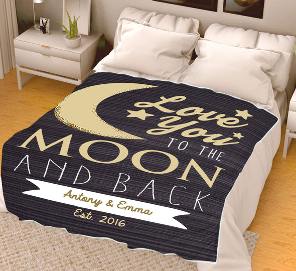 Love You To The Moon & Back Personalized Couple Blanket