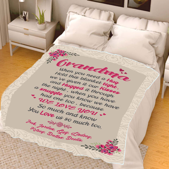 We Hugged this personalized blanket for Grandma/Grandpa/Mamma/Papa/Auntie