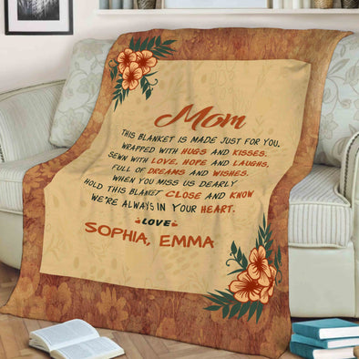 Personalized Mother's Day Gift - I Am Always In Your Heart Customized Blanket For Mom/Grandpa/Grandma/Granny/Papa With Grand Kids/Kids Name