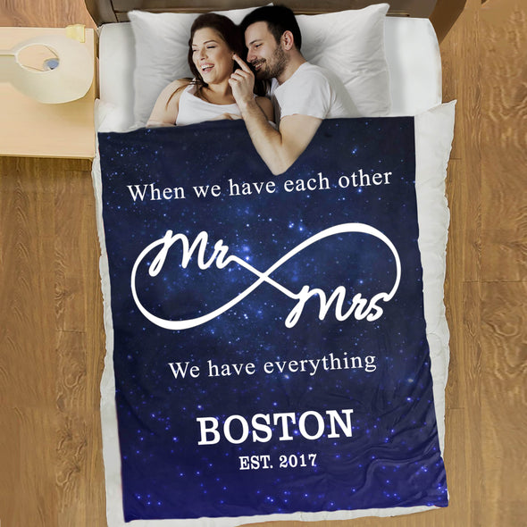 Mr & Mrs. Personalized Galaxy Blanket With Name And Wedding Year