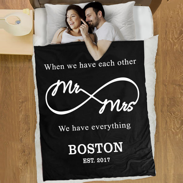 Mr & Mrs. Personalized Blanket With Name And Wedding Year