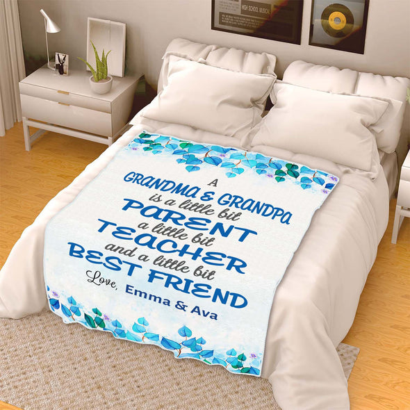 My Grandma, My Best Friend Personalized Blanket with Grand Kids Names/Grandpa/Grandma/Papa/Mamma/Auntie