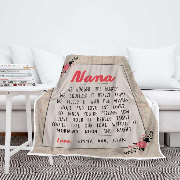 "We Hugged This Blanket" Custom Blanket For Grandma/Grandpa/Mamma/Papa/Auntie