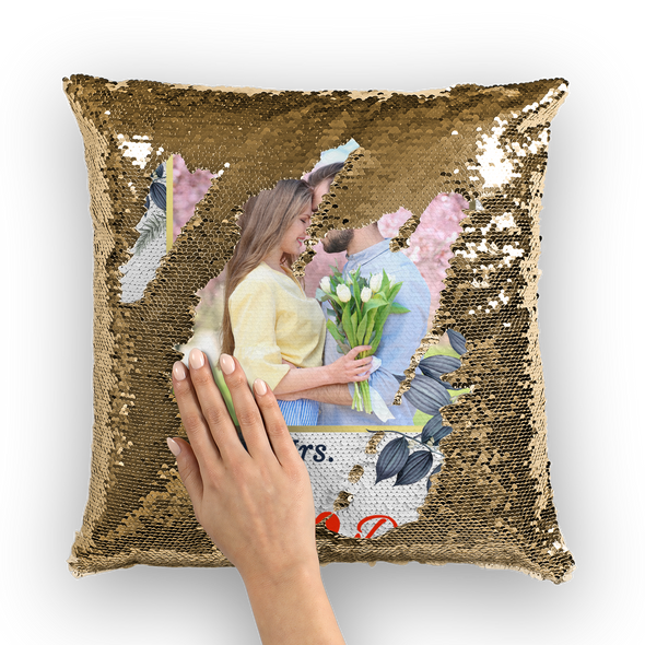 Couple Sequin Pillow Cushion Cover