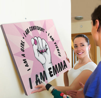 "I Am Fierce & Confident Girl" Personalized Wall Art