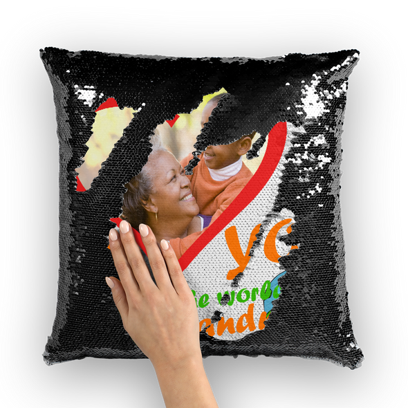 World Best Grandma Sequin pillow Cushion Cover