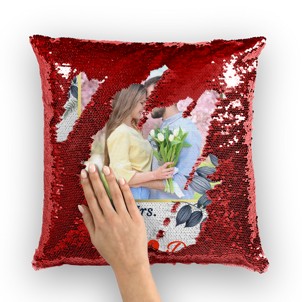 Couple Sequin Pillow Cushion Cover