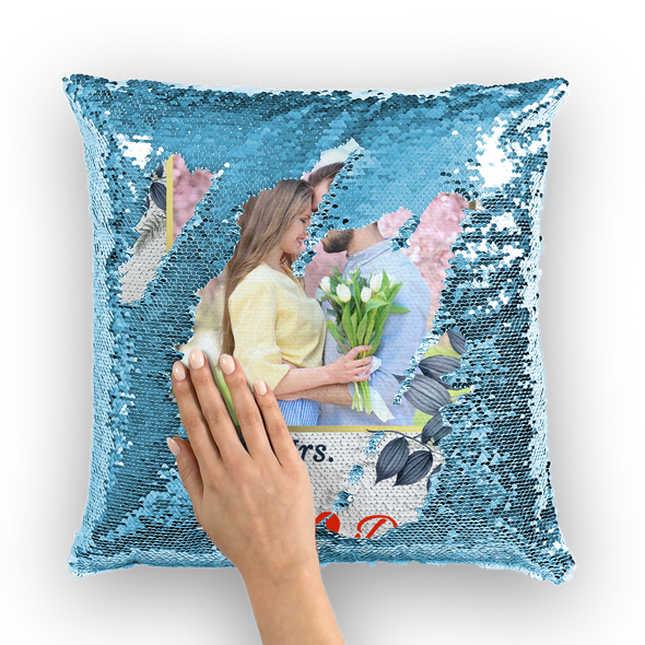 Couple Sequin Pillow Cushion Cover