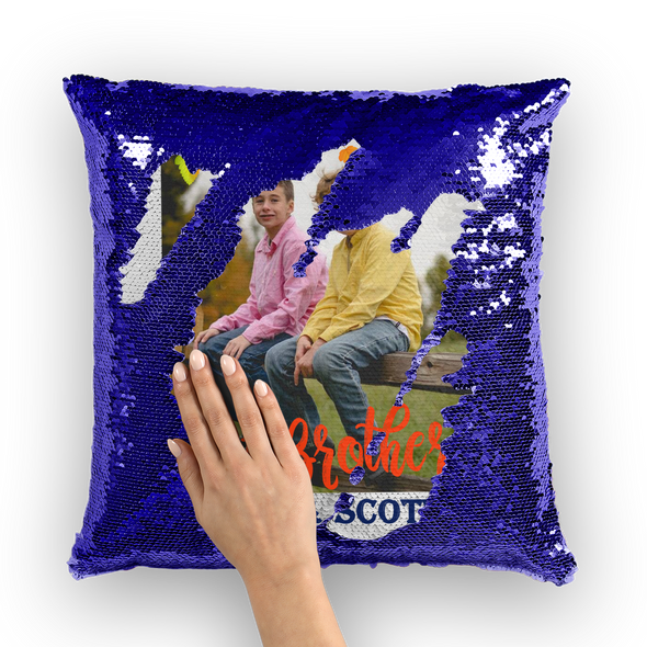 Siblings Pillow Sequin Cushion Cover