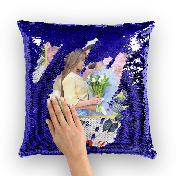 Couple Sequin Pillow Cushion Cover