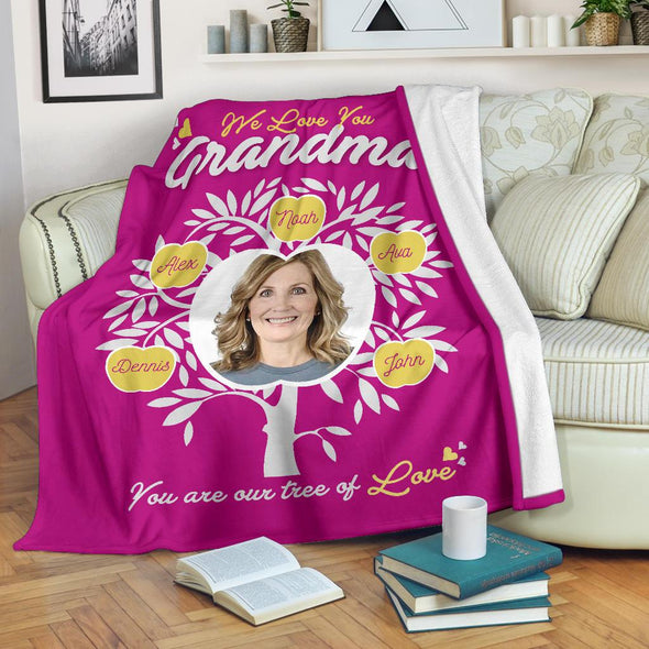 Personalized Grandma/Nana/Papa Photo Blanket With Grand Kids/Kids Names