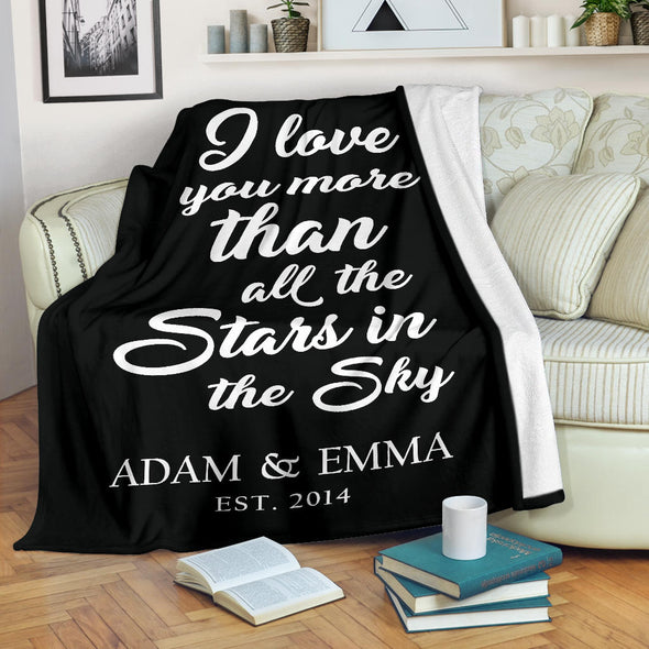 Love You More Then Stars Couple Personalized Blanket