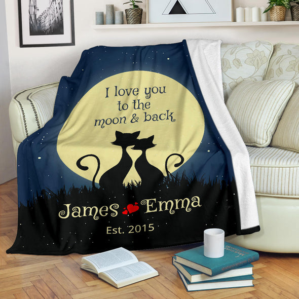 Love You To The Moon & Back Personalized Couple Blanket