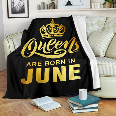 Queens Are Born In June Gold Printed Premium Blankets