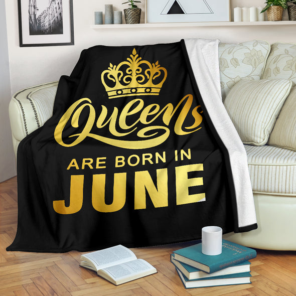 Queens Are Born In June Gold Printed Premium Blankets