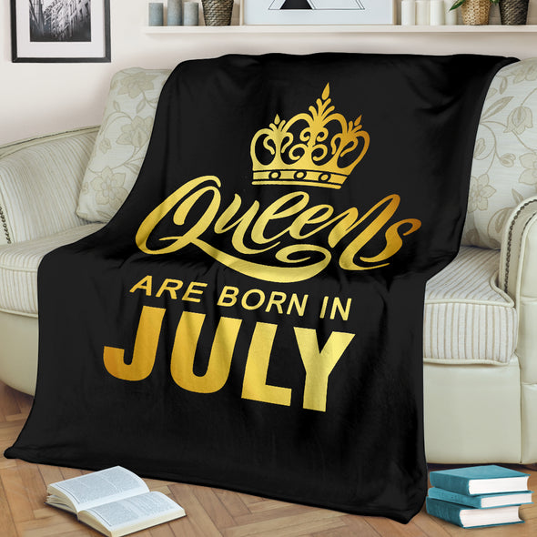 Queens Are Born In July Gold Printed Premium Blankets