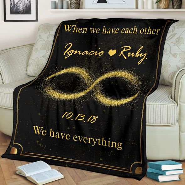 Custom Golden Infinity Blanket For Couple