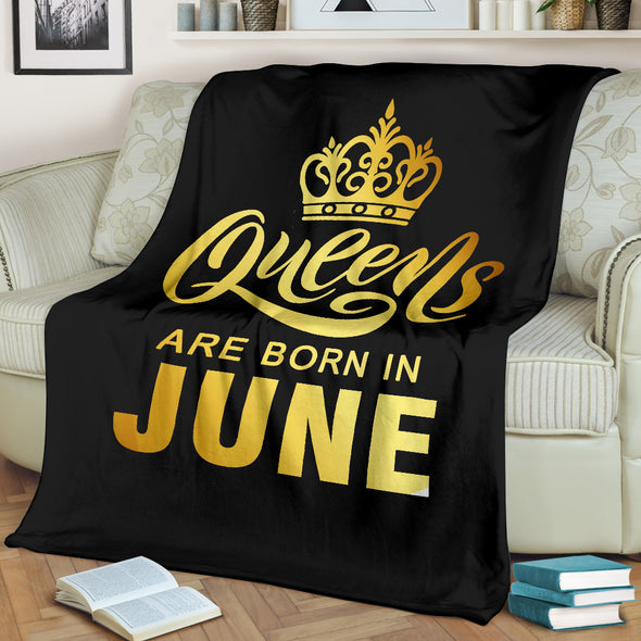 Queens Are Born In June Gold Printed Premium Blankets
