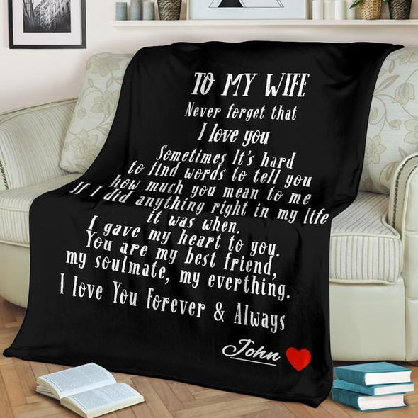 To My Wife Personalized Blanket