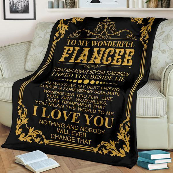 Copy of "To My Wonderful Fiancee" Fleece Blanket