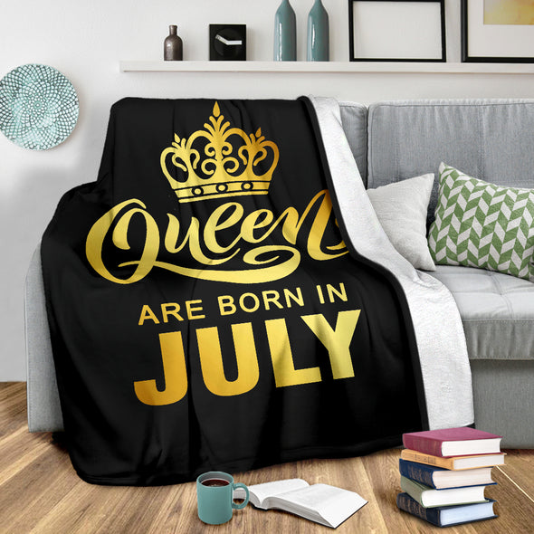 Queens Are Born In July Gold Printed Premium Blankets